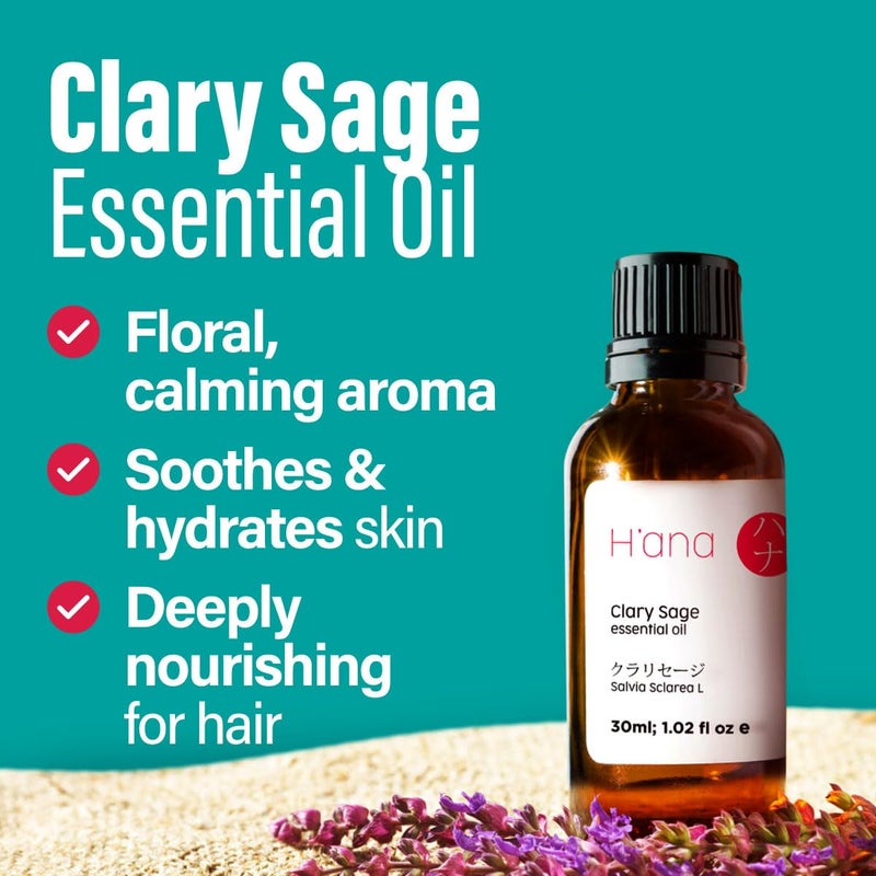 hana H'ana Clary Sage Essential Oil - 1.02 Fl Oz - for Hair, Skin, Diffuser, Aromatherapy, DIY Candle & Soap Making - Image 3